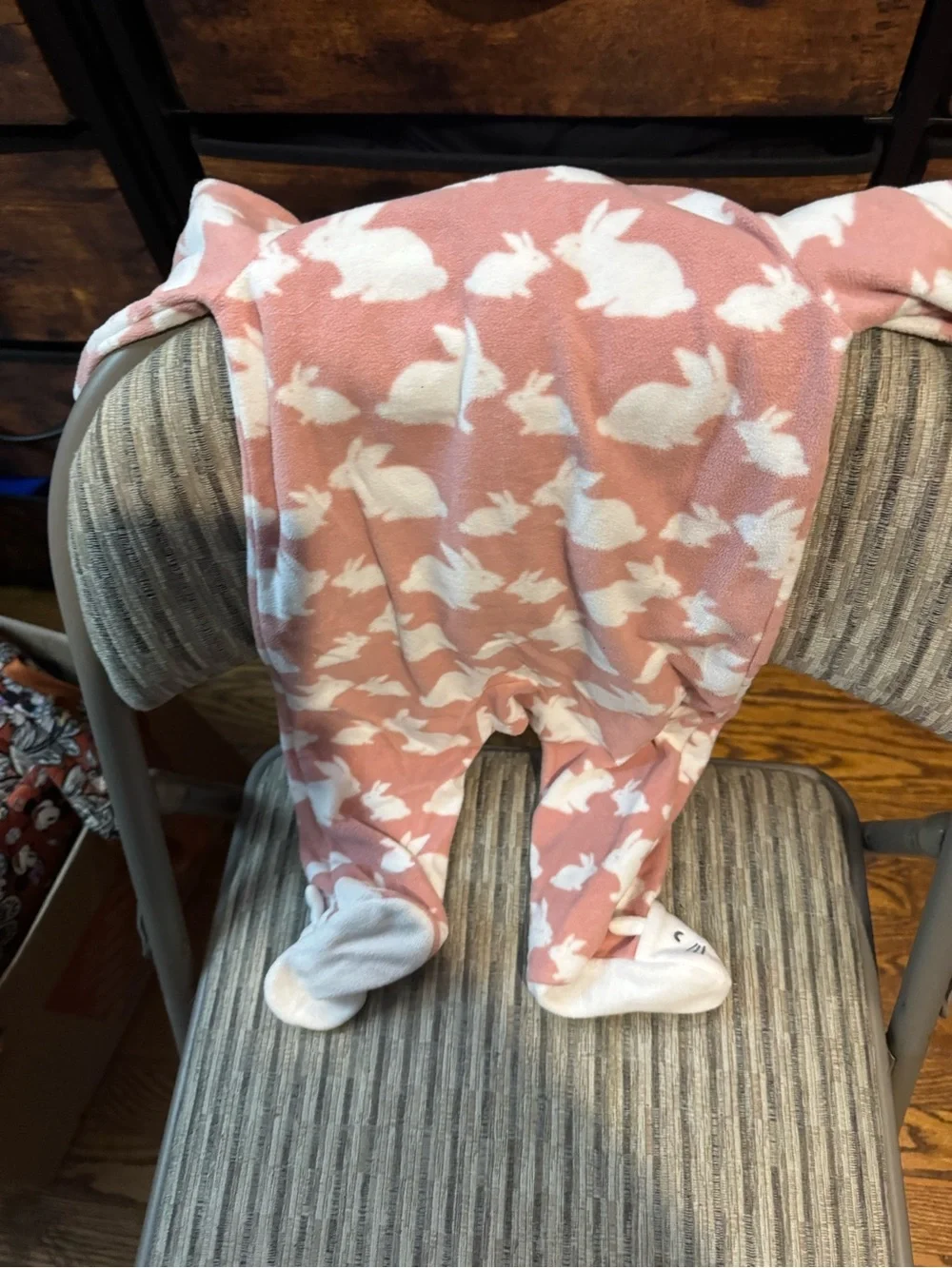 Soft Floral & Bunny Fleece Baby Bunting Duo - Pink & Charcoal 6 months